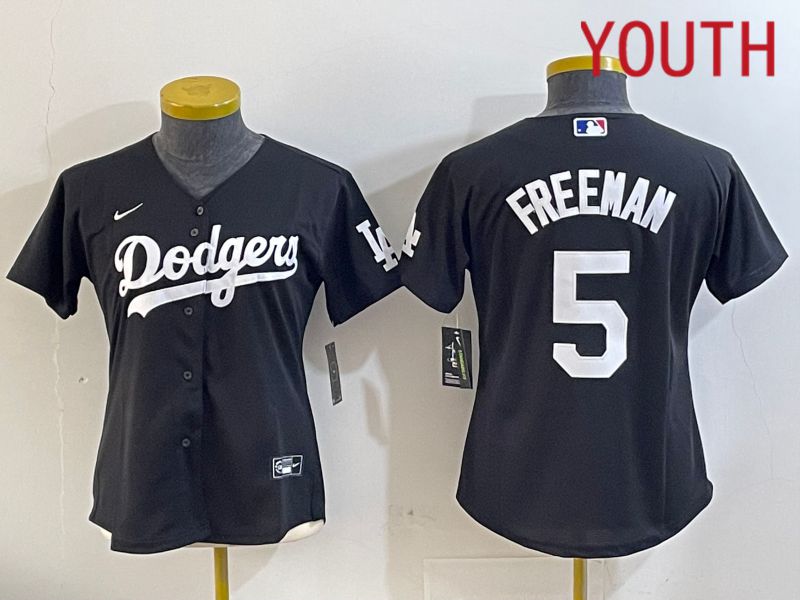 Youth Los Angeles Dodgers #5 Freeman Black Game 2024 Nike MLB Jersey style 1121